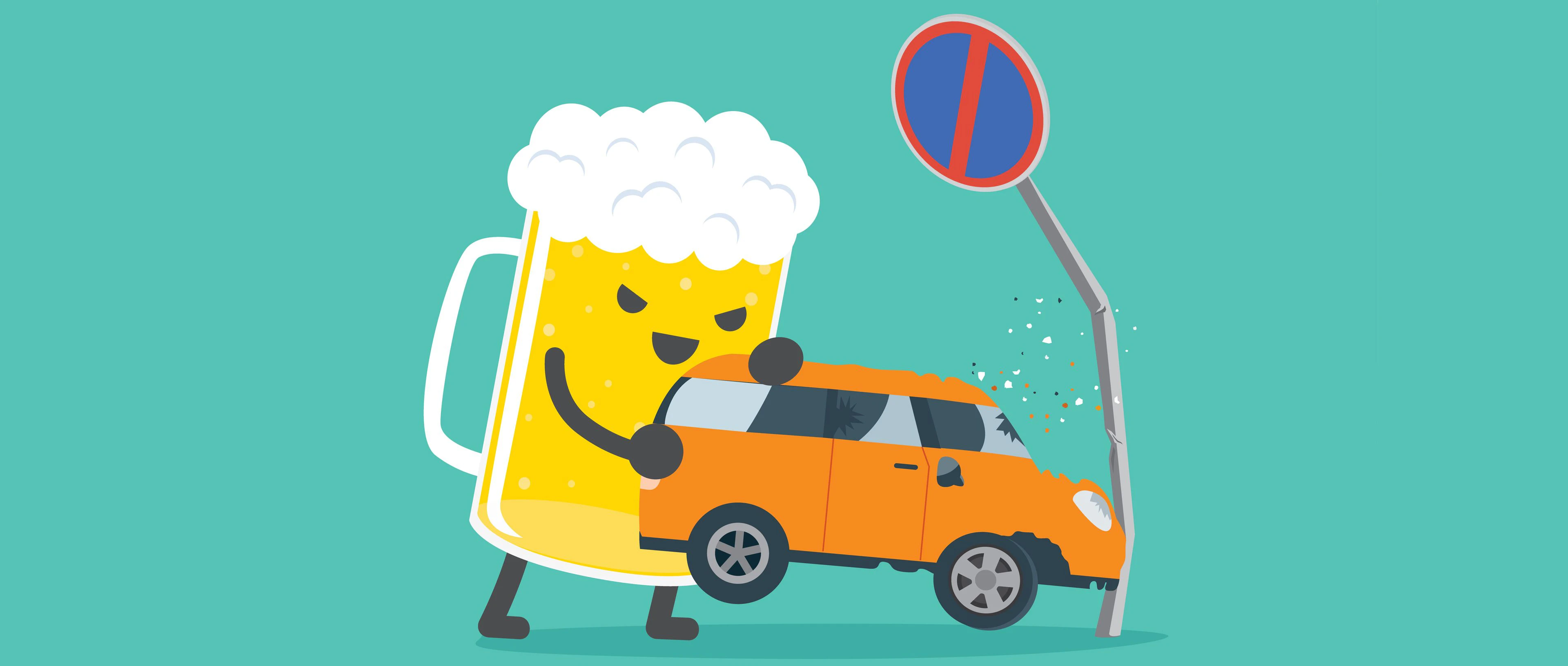 illustration d'une bière qui pousse une voiture