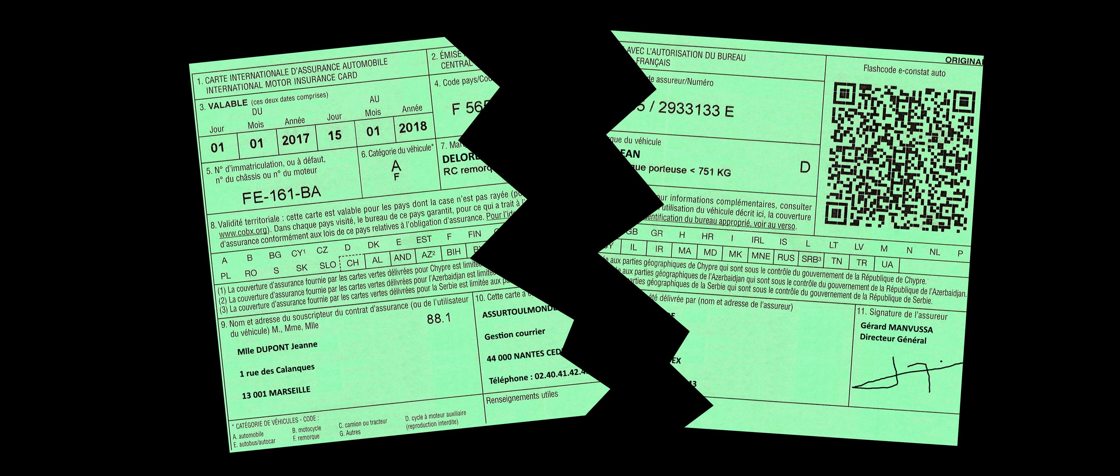 attestation d'assurance déchirée