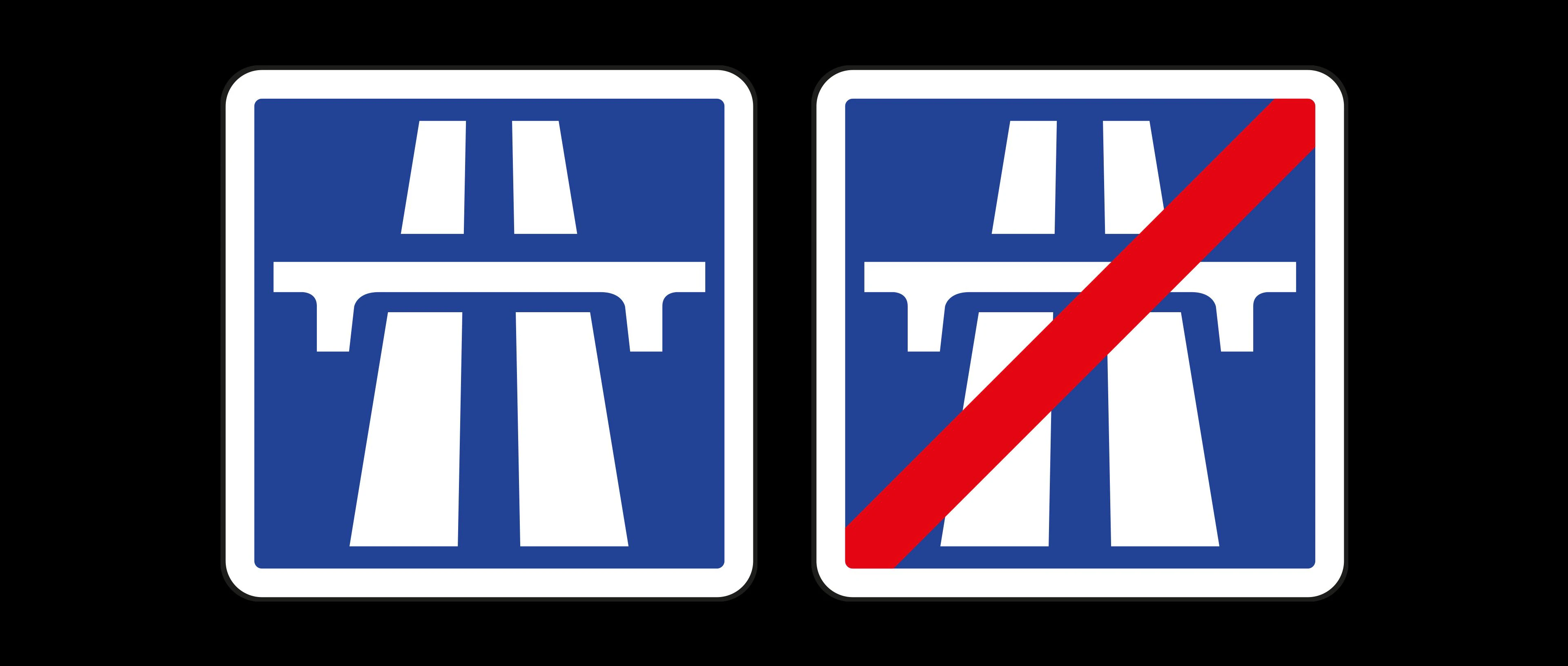 panneau d'indication du début et de la fin de l'autoroute