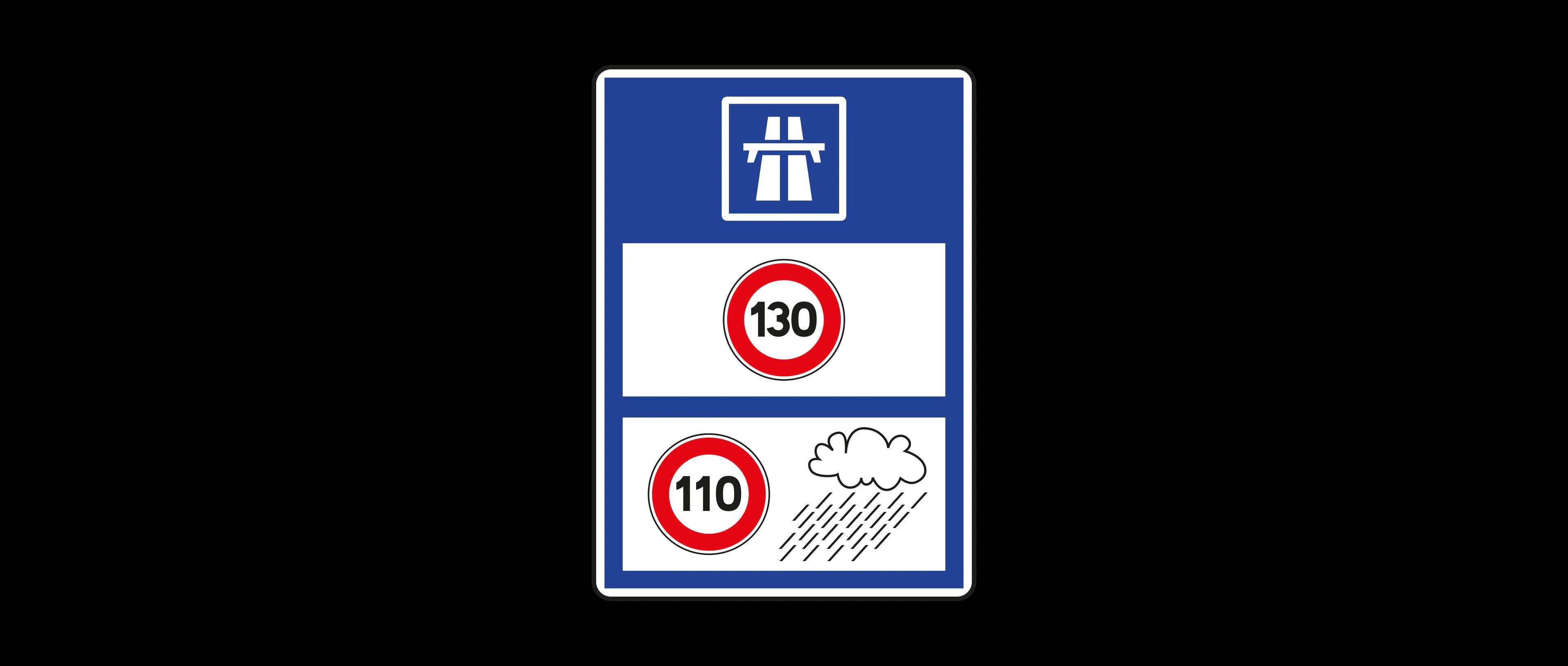 panneaux de limitations de vitesse sur l'autoroute