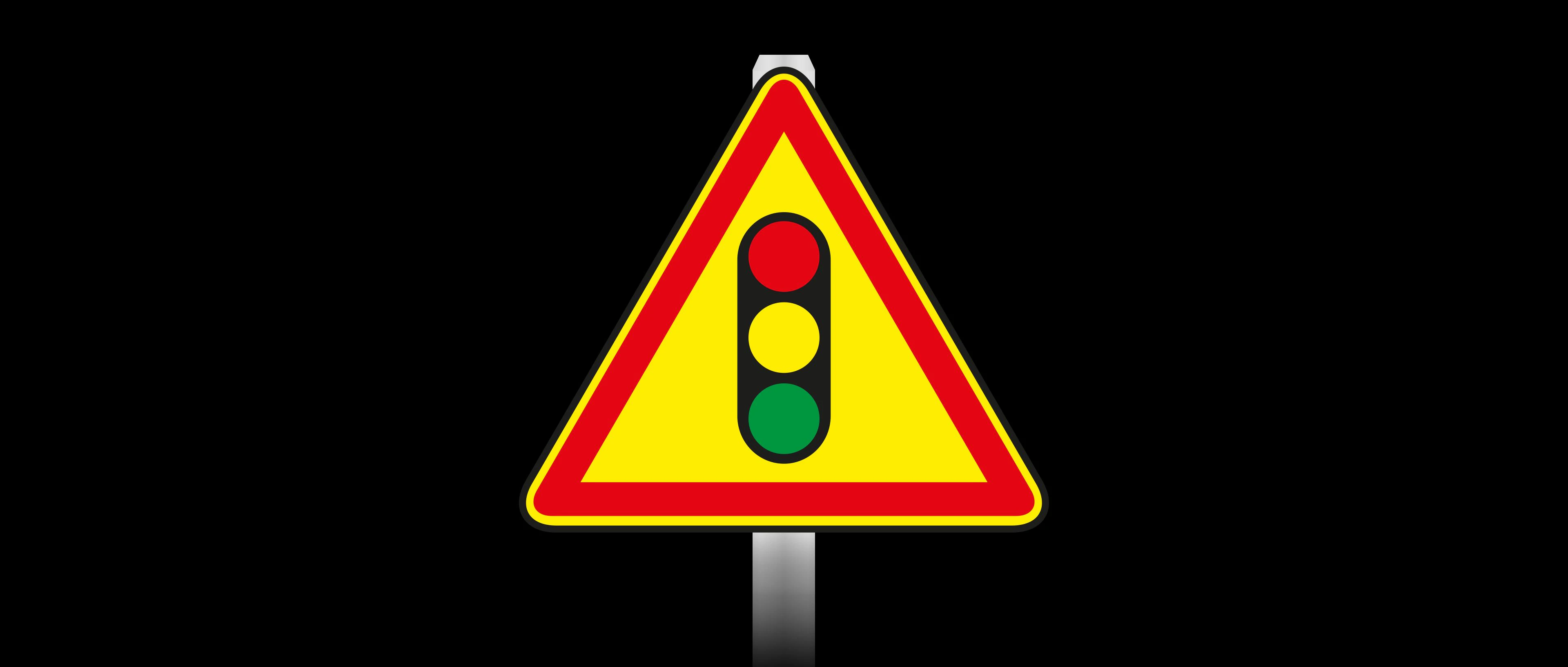 Panneau de danger temporaire de feux tricolores