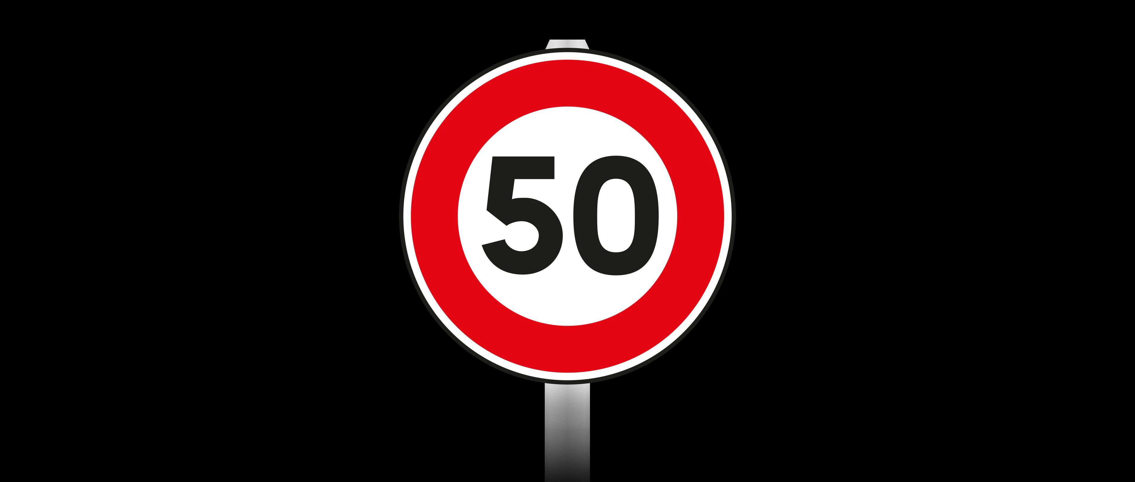 panneau de limitation de vitesse à 50km/h