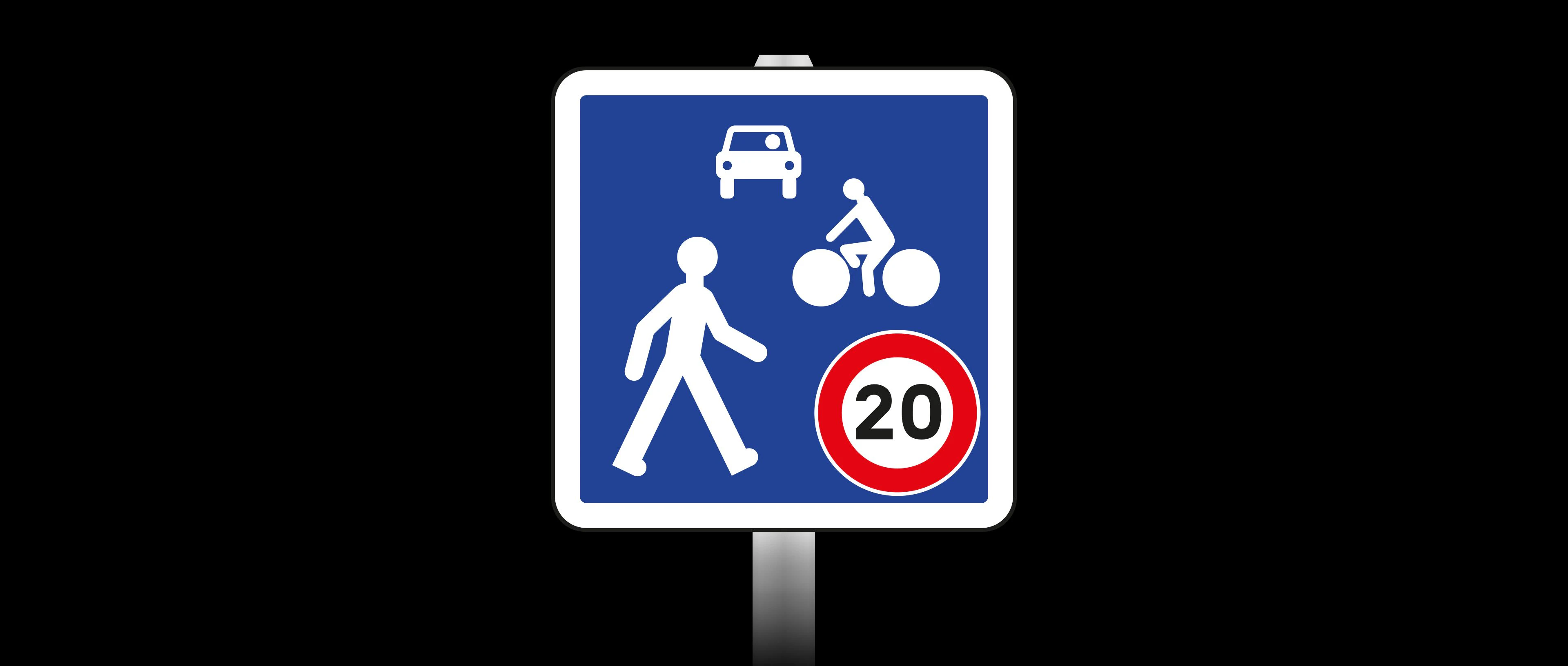 panneau de signalisation d'une zene de rencontre