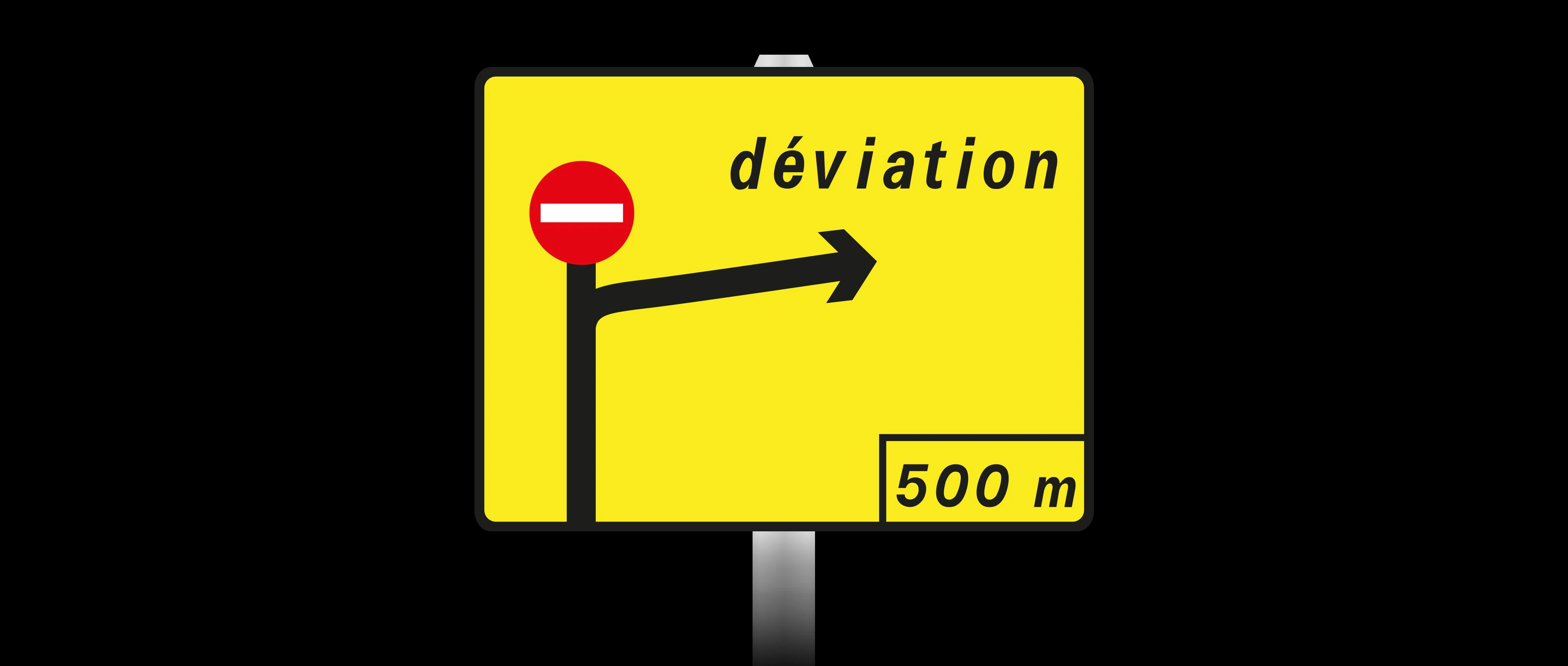 Panneau de déviation temporaire