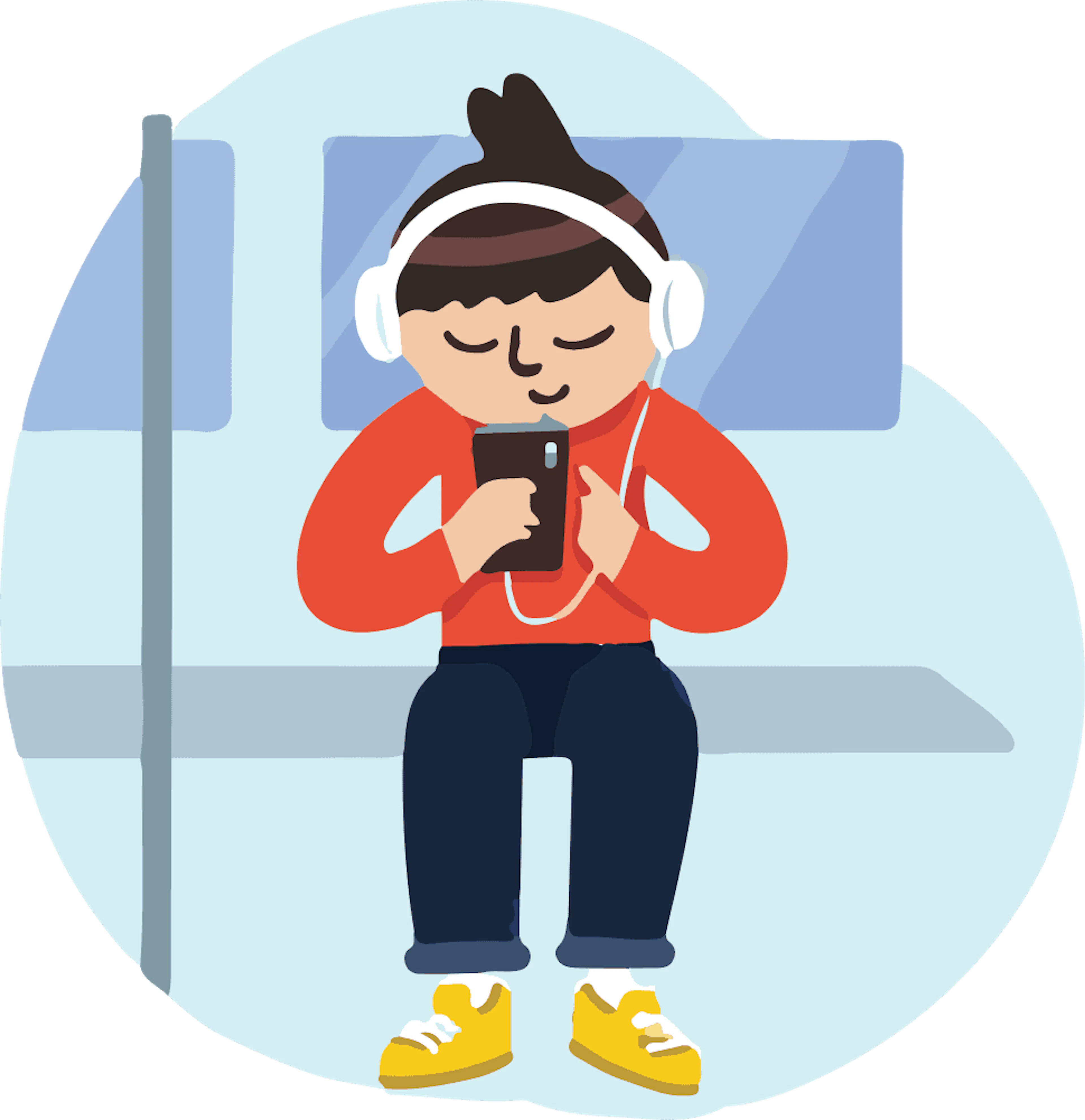 Une élève qui révise le code dans les transports
