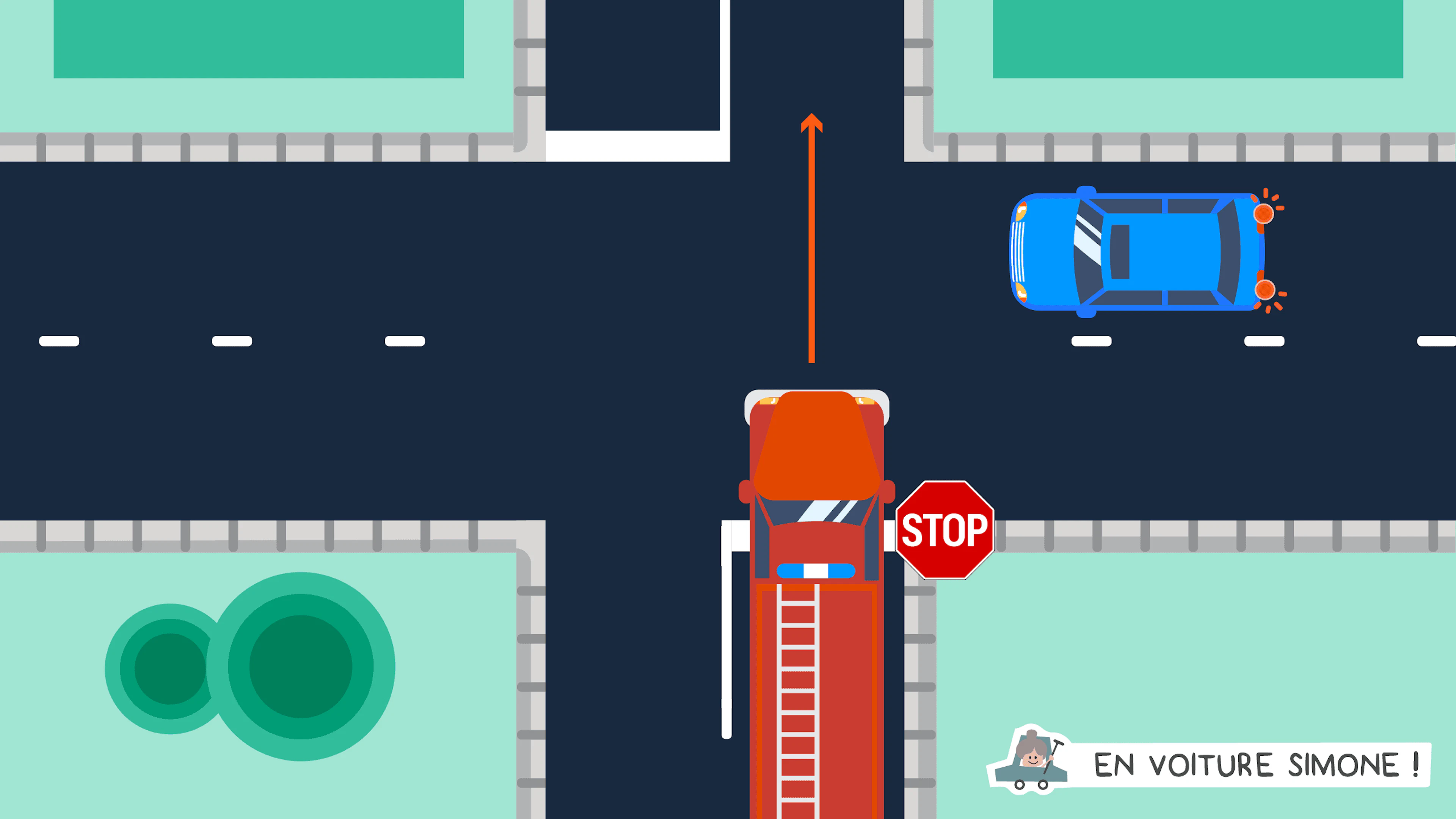 Refus de priorité avec un camion de pompier