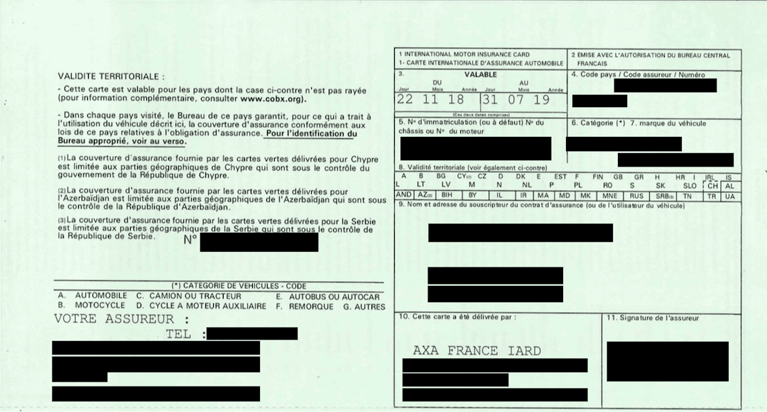 Carte verte ou attestation d’assurance automobile