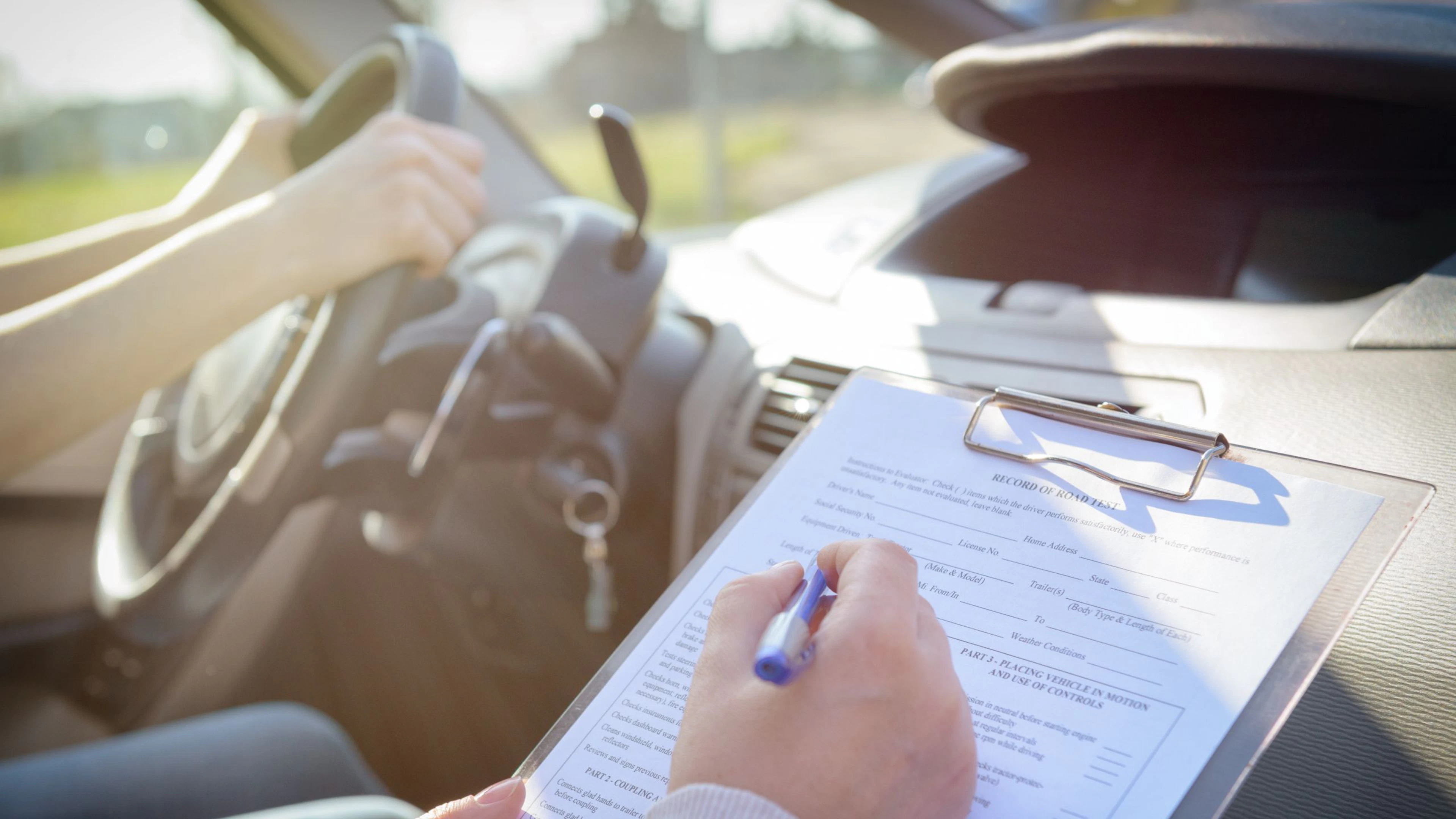 grille d'examen lors du passage du permis de conduire