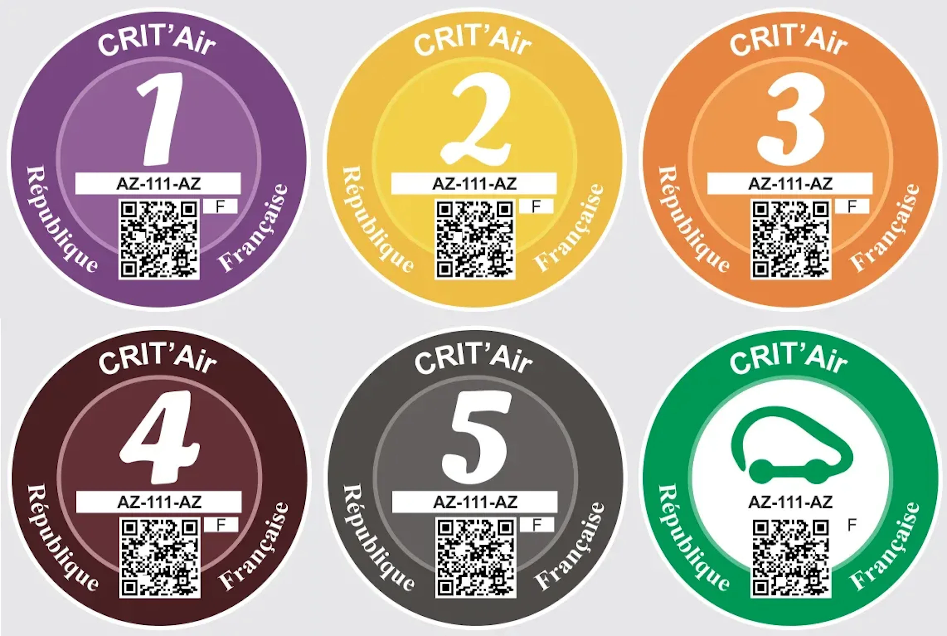 Vignette Crit' Air 6 couleurs