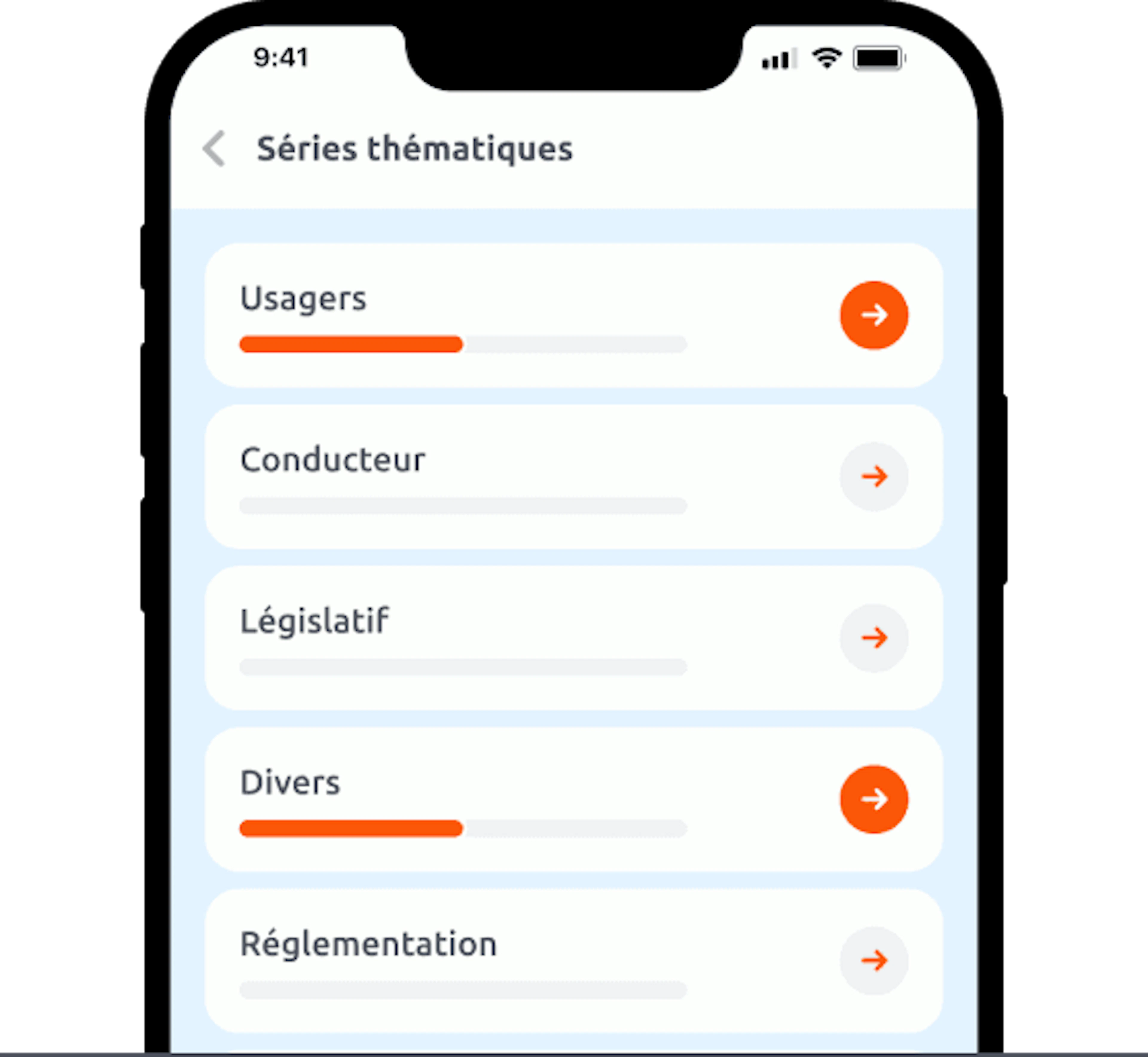 Application mobile En Voiture Simone - Ecran séries thématiques