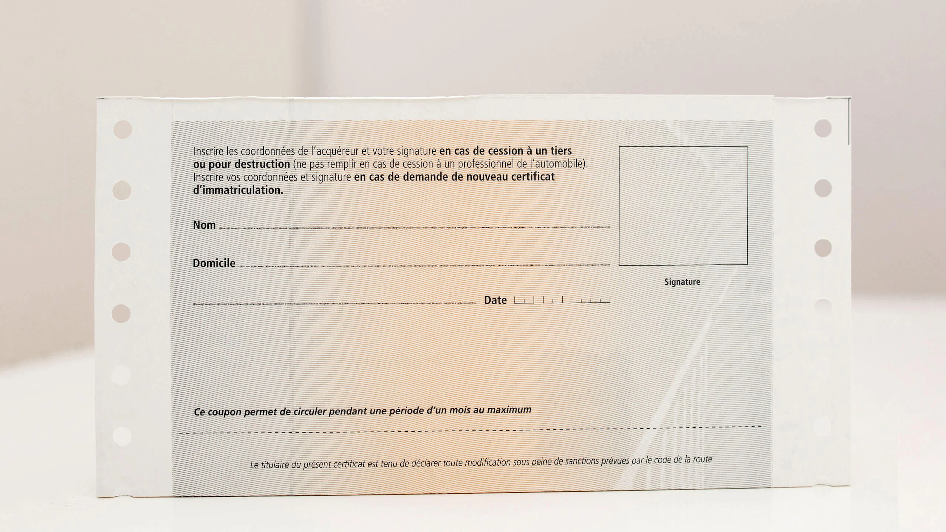 Carte grise temporaire