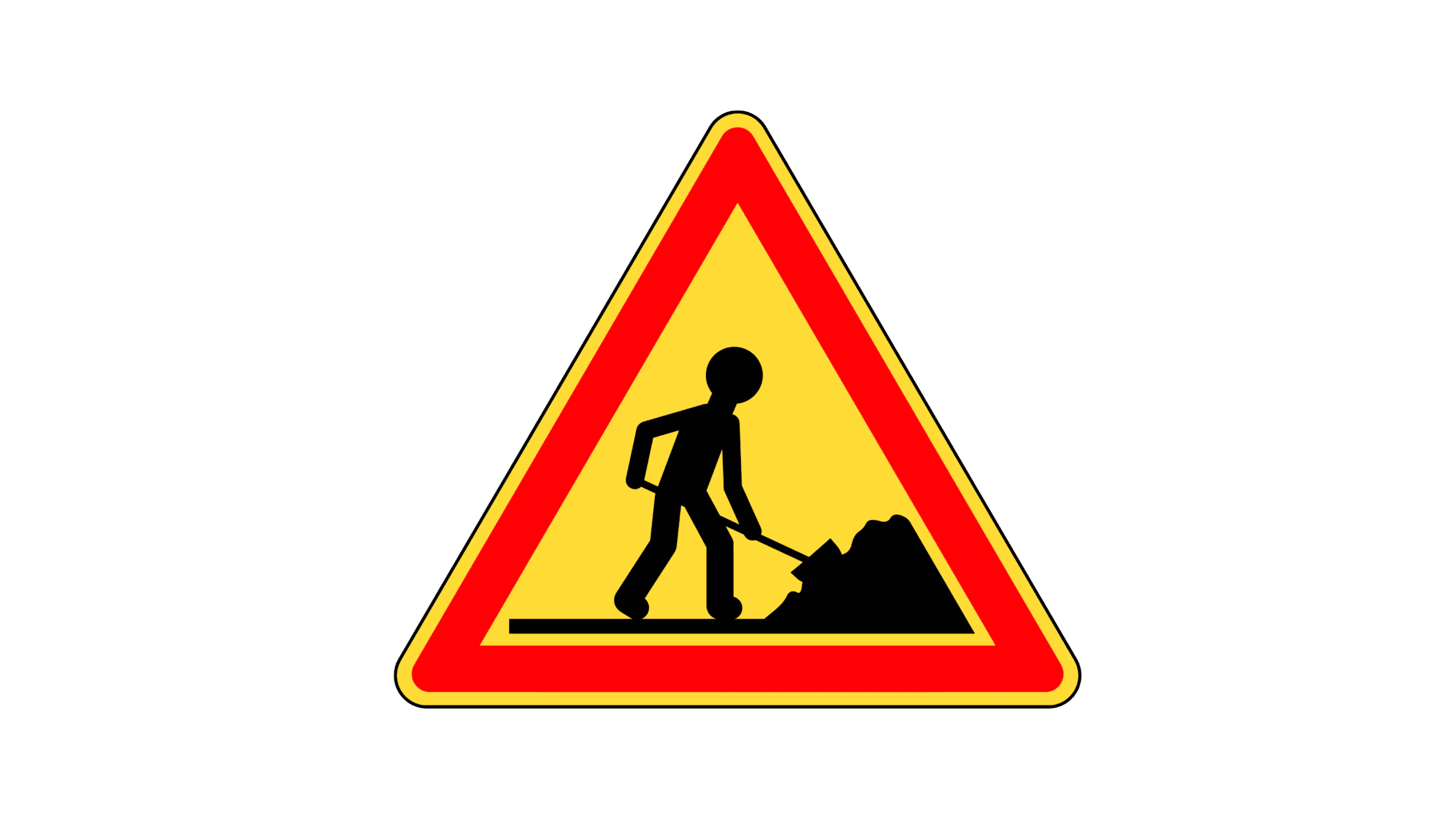 Panneau temporaires de chantiers qui indique une zone de travaux, sur la chaussée ou sur le trottoir