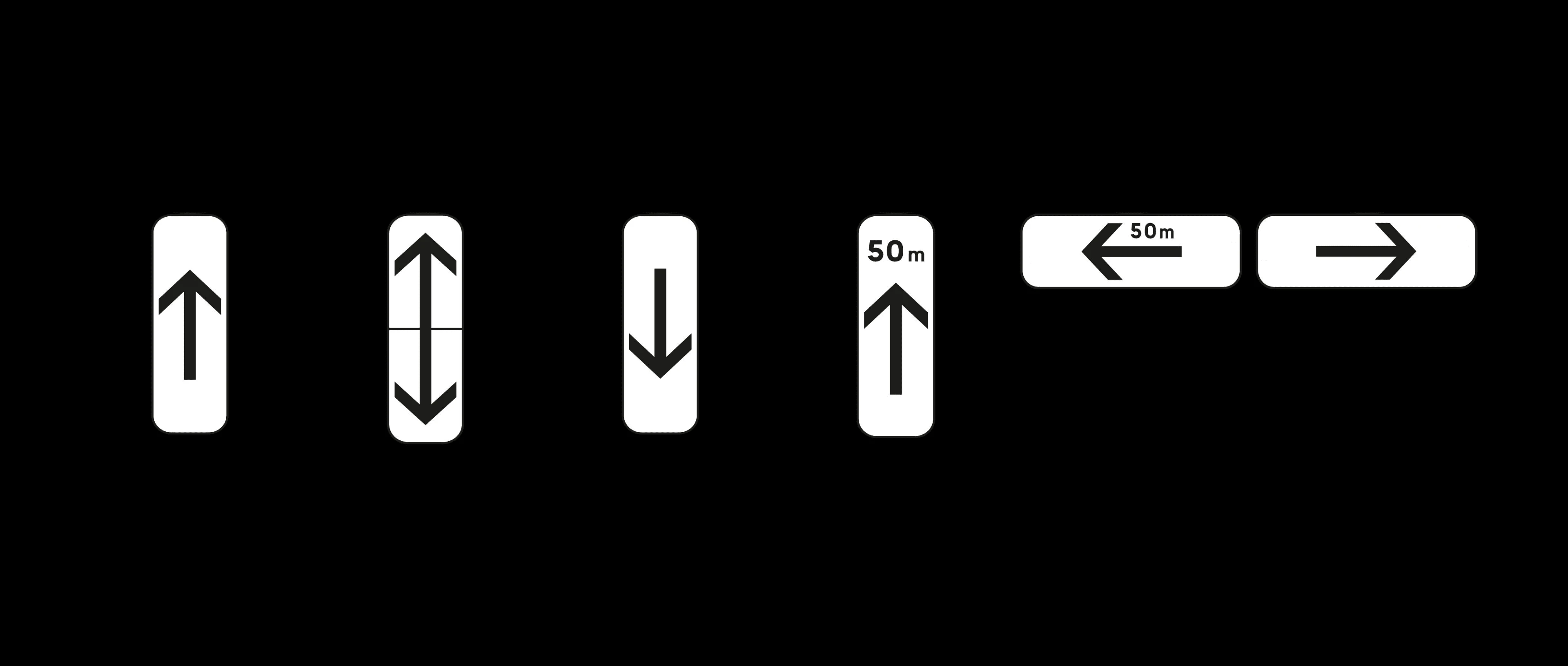 Différents panonceaux directionnels et de position